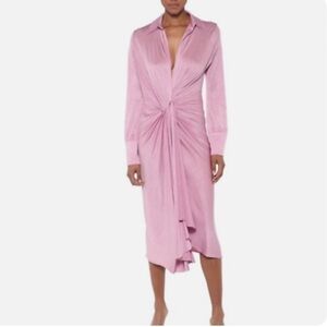 Dodo Bar Or Dress Womens Lorenne Pink Satin V Neck Long Sleeve